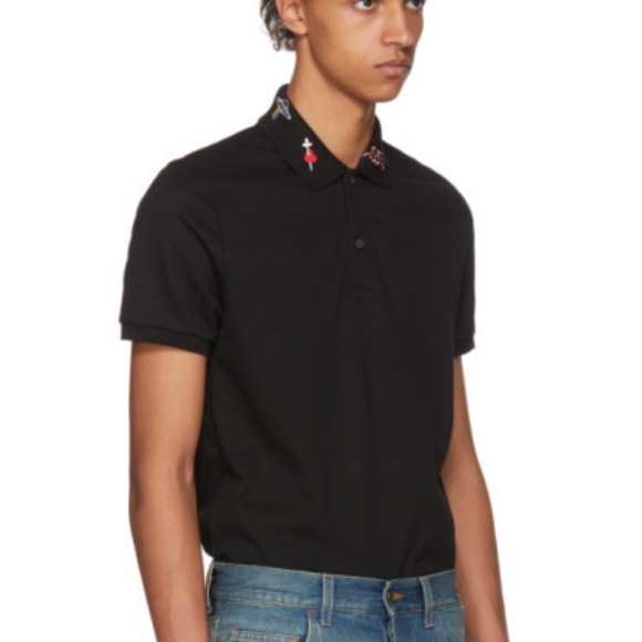 Gucci Blue Embroidered Collar Polo - Picture 1 of 8